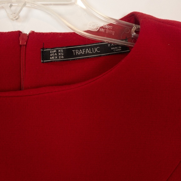 Zara Red Mini Dress Puff Sleeves XS - Picture 3 of 6